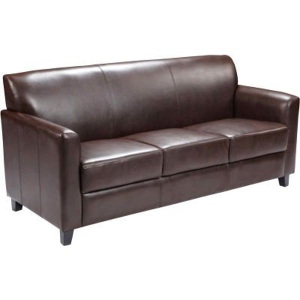 Gec Leather Guest Sofa - Brown - Hercules Diplomat Series BT-827-3-BN-GG